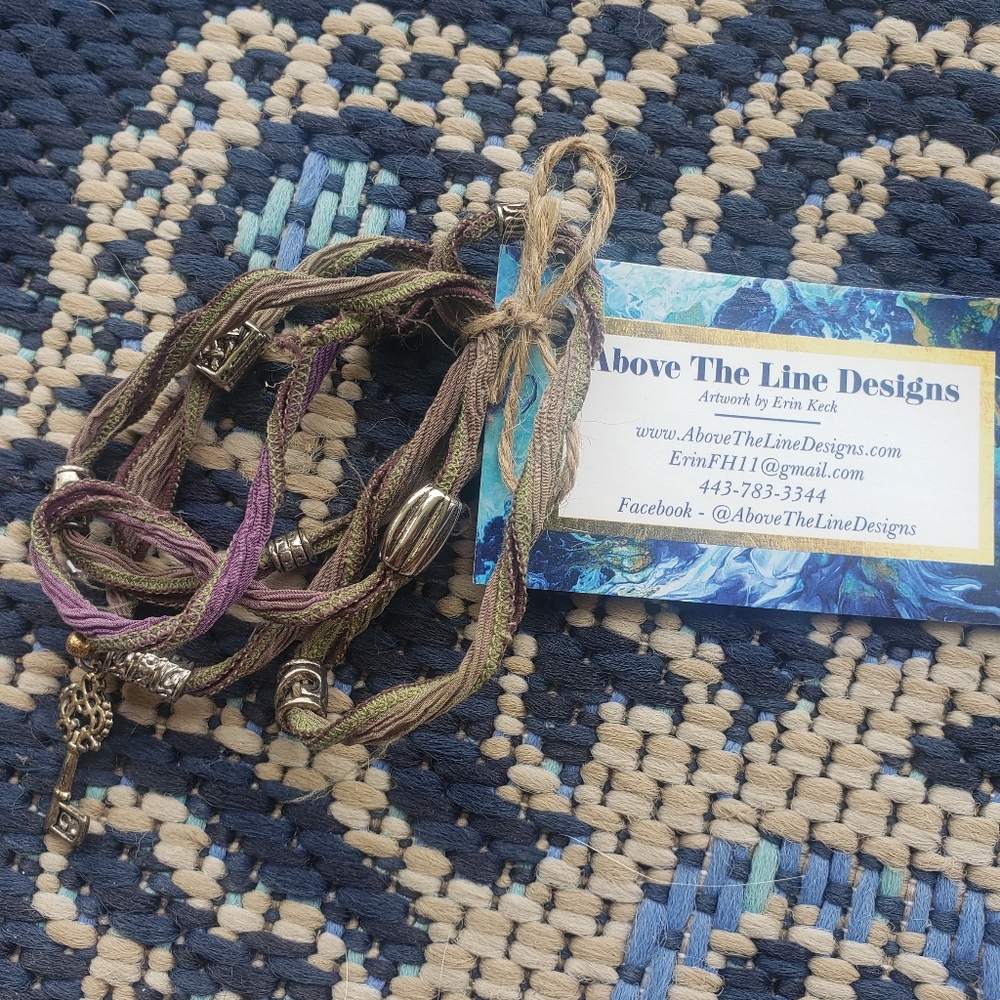 Hand-dyed silk wrap bracelet